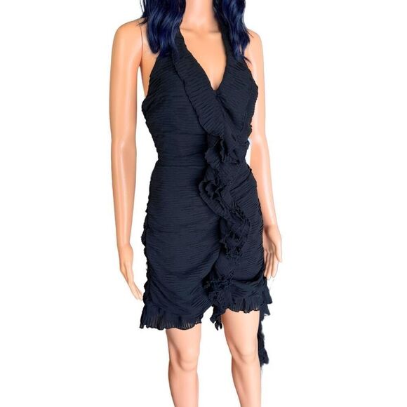 NWT ASTR The Label Revolve Black Ruffle Halter Mini Cocktail Dress Small - Picture 4 of 9